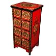 EXP Handmade Asian Furniture - 38" Red & Black Tibetan Medicine Cabinet With Gold Chinese Dragons