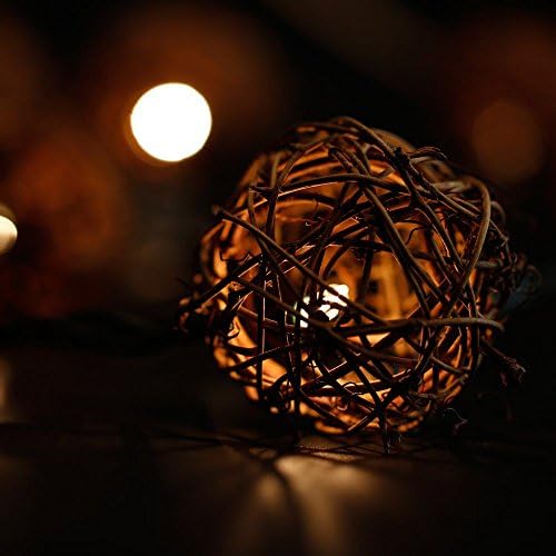 Pansdore Set of 10 Rattan Ball Fairy Light. Natural Decorative Balls for Home Décor. Ideal Wedding, Christmas and Party String Lights