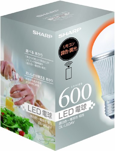 SHARP LED電球 可変7段階調光・調色対応モデル 60W E26 リモコン付属 DLL60AV