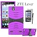 ZTE Lever LTE Case, LUXCA Shield [Heavy Duty] Hybrid Dual Layer Robust Defender Protective Case Cover with Kickstand for ZTE Lever LTE + Screen Protector + Stylus Pen (Purple U Std)