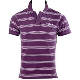 Soul Cal Stripe Polo T-Shirt - Purple - Mens