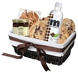 Geoff & Drew's Gift Basket of 6 Fresh Baked Chocolate Chunk Cookies, Pretzels, Chocolate Dipping Sauce & MetroMint Chocolate Mint Water
