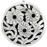 Sterling Silver Brooch / Pendant w/ Black Beads, 1 5/8 (41mm) tall