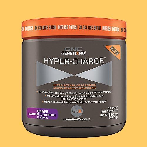 GNC GenetixHD Hyper-Charge Ultra-Intense, Pre-Training, Neuro-Priming Thermogenic Grape 8.9oz/252.5g