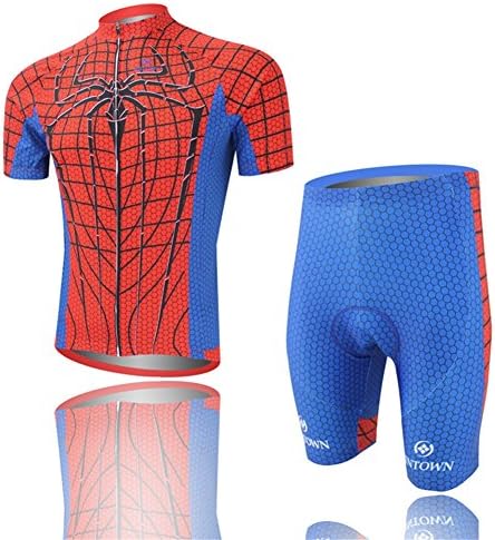 Short Sleeve Cycling Jersey Spider Men's Style Red&amp;Blue (L)