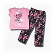 Supergirl Short- Sleeve, long-leg Pajamas for girls in Pink/Black