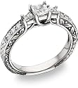 1 Carat Victorian-Style Three Stone Princess Cut Diamond Ring