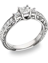 1 Carat Three Stone Princess Cut "Floret" Diamond Ring