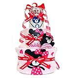 ミキハウス　ダブルBバンダナ付３段おむつケーキ (パンパースＭ, 女の子)