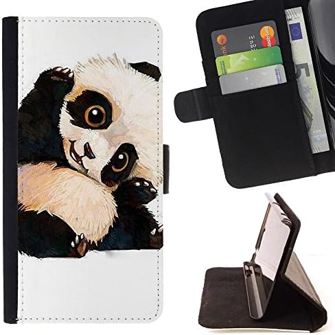 Flip Credit Card Slots PU Holster Leather Wallet Pouch Protective Skin Case Cover Apple (5.5 inches!!!) iPhone 6+ Plus / 6S+ Plus , ( Cute Baby Panda Bear Kids Children'S )