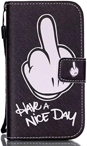 G360 Case, Galaxy Core Prime Case, [Wrist Strap Series] Art Painting PU Leather Wallet Case with STAND Flip Cover for Samsung Galaxy Core Prime G360 G3608 / Galaxy Prevail LTE G360 (Fuck a Nice Day)