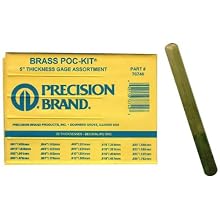 Precision Brand 76740  Brass Thickness Feeler Gage Poc-Kit Assortment, 1/2" Width, 5" Length, 20 Blades