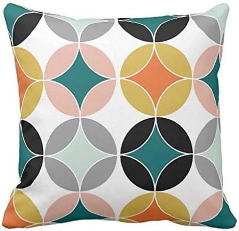 Pillowcase Stylish Modern Mid Century Circles Repeat Pattern Pillow Cover 18 x 18 Inches