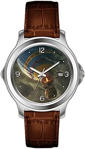 Electric Man's Unique Design Multi-Colored Romam Numerals Brown Leather Strap Watch style 690