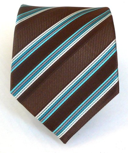 Silk Woven Chocolate Brown Striped Extra Long Tie