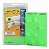 Round Label, Removable, 4x6 Sheet, Laser, 1-1/4, Green Neon, 400/Pack AVE05498