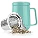 Tealyra - Peak Ceramic Turquoise Tea Cup Infuser - 19-ounce - Large Tea High-Fired Ceramic Mug with Lid and Stainless Steel Infuser - Tea-For-One Perfect Set for Office and Home Uses - 580 milliliter