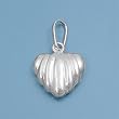 Sterling Silver Pendant - Ribbed Heart - 10mm Height