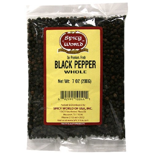 Spicy World Whole Black Pepper, 7-Ounce Bags (Pack of 6)