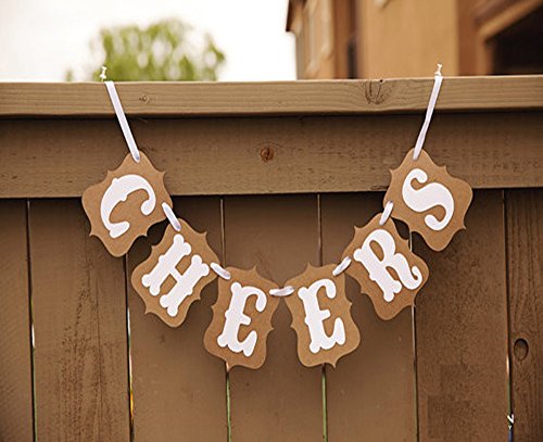 Qadira CHEERS Classical Vintage Wedding Home Party Decoration Bunting Banner