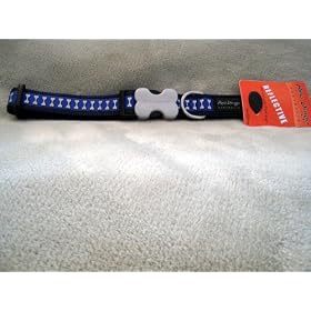 Red Dingo Dog Collar - Reflective Dark Blue (Large)