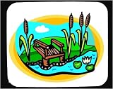 Mouse Pad with fishing hole, pier, water lilies