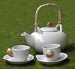 Ceramic tea set, 'White Beach' (set for 2)