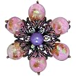 Vintage Purple Acrylic Pearl Flower Brooch Pin