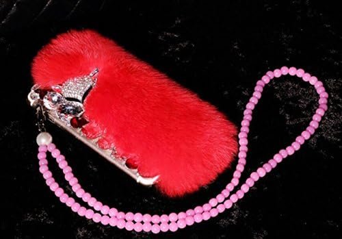 Goodaa Extreme Deluxe Bling 3D Diamond Crystal Chain Tiny Bow Bowknot Winter Soft Warm Fur Case Cover Skin for iphone 6/6S