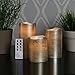 3 Distressed Gold Flameless Candles with Warm White LEDs, Wax, Batteries & Remote Included
