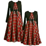 Bonnie Jean Girls 4-16 2-Piece RED BLACK PLAID BOW FRONT Special Occasion Wedding Flower Girl Party Dress and Cardigan Sweater Set
