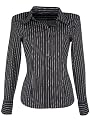 Baumwoll Bluse SCHWARZ+ wei&szlig;e Nadelstreifen