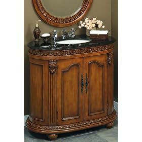 Kendall 37 Inch Ivory Single Sink Cabinet with White Granite Top, 37W, AN OAK BLK GRNT by Home Decorators Collection