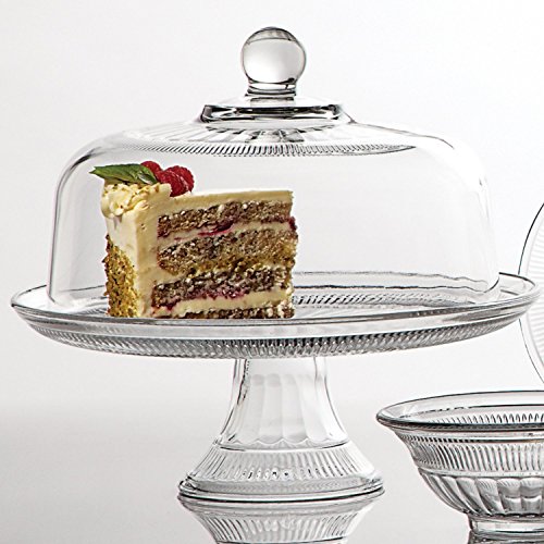 Oneida Anchor Hocking 2 in 1 Glass Cake Stand & Fruit Punch Bowl 2pcs