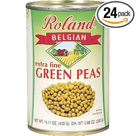 Roland Extra Fine Green Peas (Petits Pois), 14.1-Ounce Can (Pack of 24)