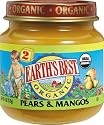 Earth's Best 2nd Organic Pears & Mangos 4 Ounce Jars (Pack of 12)