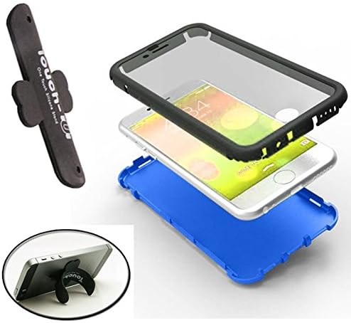 [ARENA] BLUE BLACK PLASTIC SILICONE DUO LAYERED COVER SCREEN PROTECTOR CELL PHONE CASE for HTC DESIRE 510 + FREE TONGUE STAND