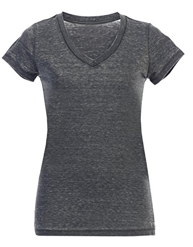 Garment Washed V Neck Vintage Cool T Shirts for Women with EttelLut Hair Band