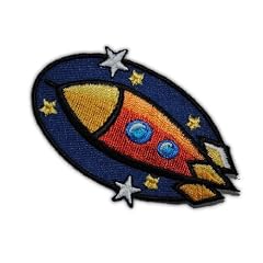 Weltraum Rakete 4,5 cm * 7,5 cm B�GELBILD AUFN�HER APPLIKATION Astronaut Fahrzeug Junge blau Kosmonaut Raumfahrer All Ufo Weltall Space Patch