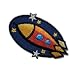 Weltraum Rakete 4,5 cm * 7,5 cm B�GELBILD AUFN�HER APPLIKATION Astronaut Fahrzeug Junge blau Kosmonaut Raumfahrer All Ufo Weltall Space Patch
