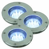 Bodeneinbaustrahler TILOS 3-er Set Edelstahl mit LED