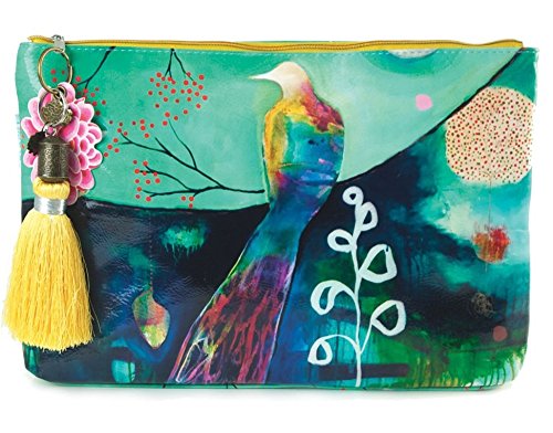 Papaya Art Flora Peacock Oil Cloth Large Cosmetic or Accessory Bag Travel Bag