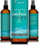 DAILY Facial Toner for All Skin Types - Contains Glycolic Acid, Vitamin C, Witch Hazel and Organic Anti Aging Ingredients for Sensitive Skin, Combination, Acne, and Even Oily Skin
