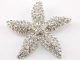 Star Lily Clear Crystal Rhinestone Fashion Flower Starfish Costume Pin Brooch