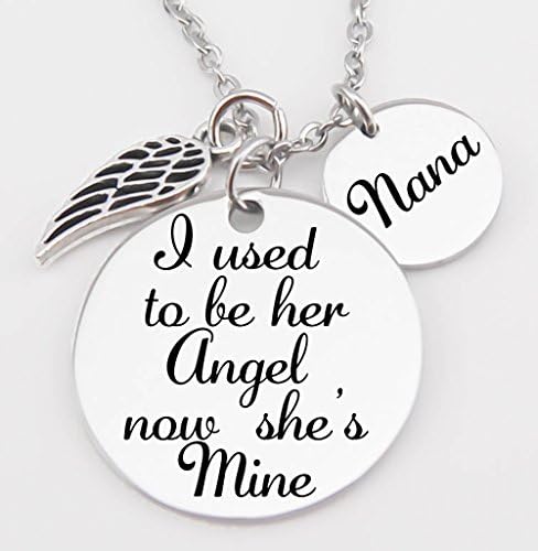 Hand and Heart JewelryMemorial Jewelry, Stainless Steel Pendant, Necklace,I Used To Be Her Angel, Now She's Mine,Nana, memorial, Lose of Loved One