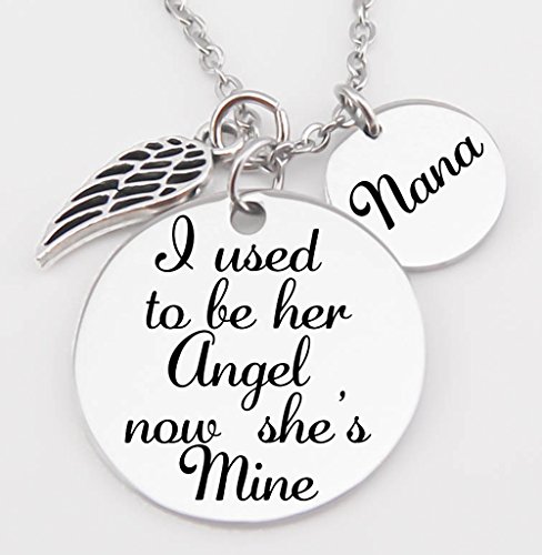 Hand and Heart JewelryMemorial Jewelry, Stainless Steel Pendant, Necklace,I Used To Be Her Angel, Now She's Mine,Nana, memorial, Lose of Loved One
