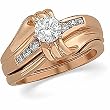 18K Rose Gold Diamond Wedding Set - 0.68 Ct.