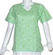 Womens Fashion Cotton Short Sleeve Top Blouse Chikan Embroidery Size S (ctop334)