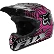 Fox Racing Vortex Adult V1 MX Motorcycle Helmet w/ Free B&F Heart Sticker Bundle - Black/Pink