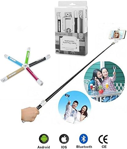 NANKY New Popular Ultra Light Carbon Fiber Bluetooth Extended Selfie Stick for Iphone/android W Shutter and Zoom Buttons - Includes Carrying Case + Mini Tripod!(black)